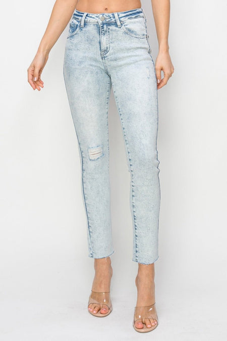 Risen Full Size High Rise Distressed Skinny Jeans - S. M. & Co.