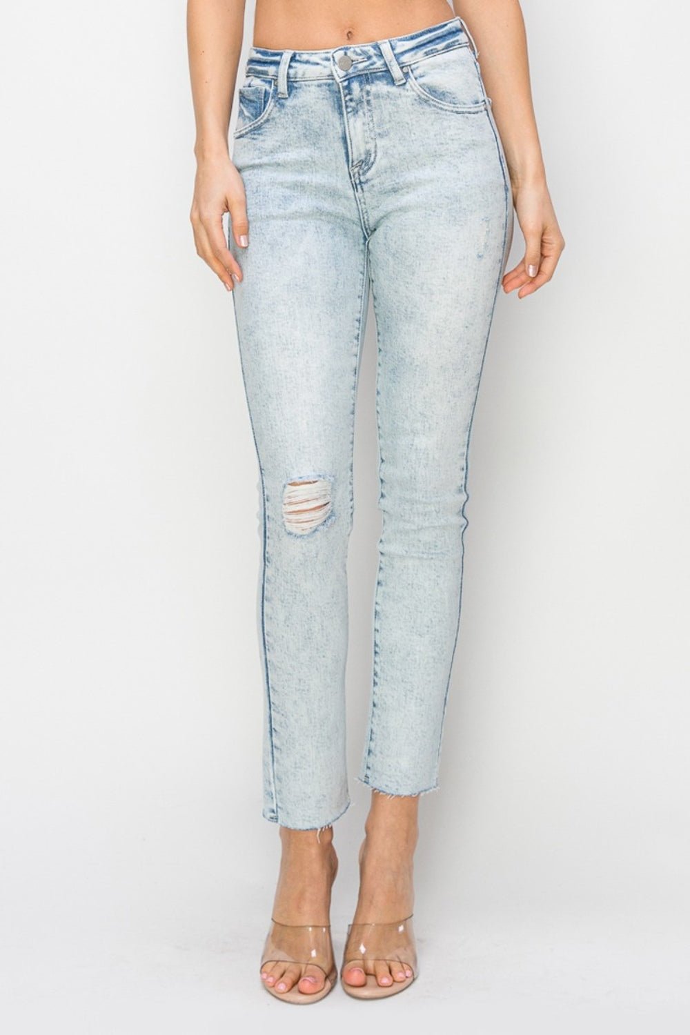 Risen Full Size High Rise Distressed Skinny Jeans - S. M. & Co.