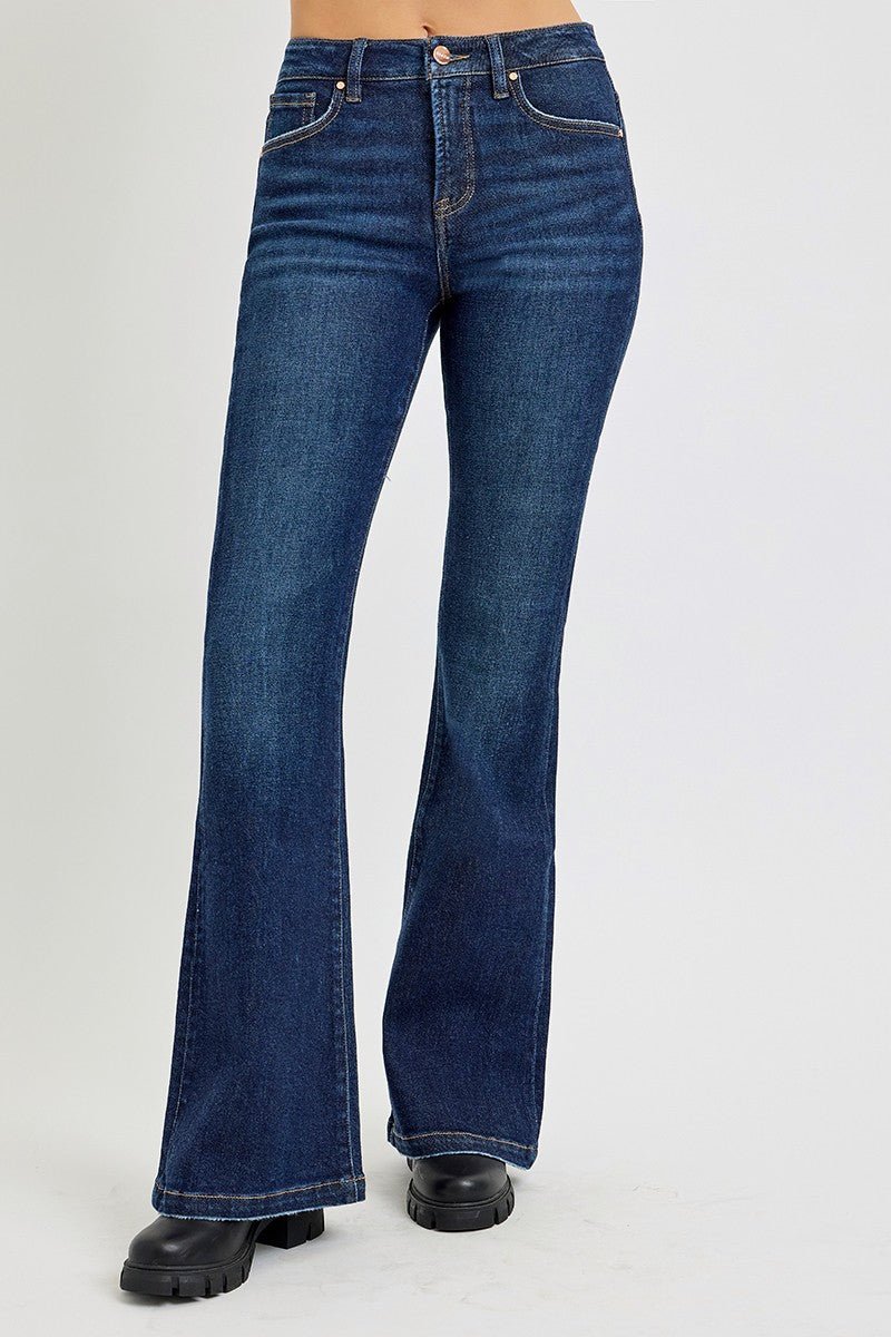 RISEN Full Size High Rise Flare Jeans with Pockets - S. M. & Co.