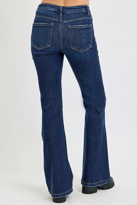 RISEN Full Size High Rise Flare Jeans with Pockets - S. M. & Co.