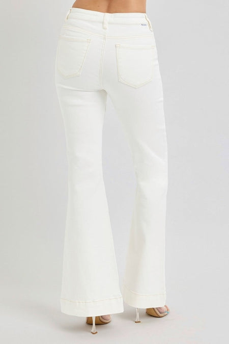 RISEN Full Size High Rise Front Patch Pocket Flare Jeans - S. M. & Co.