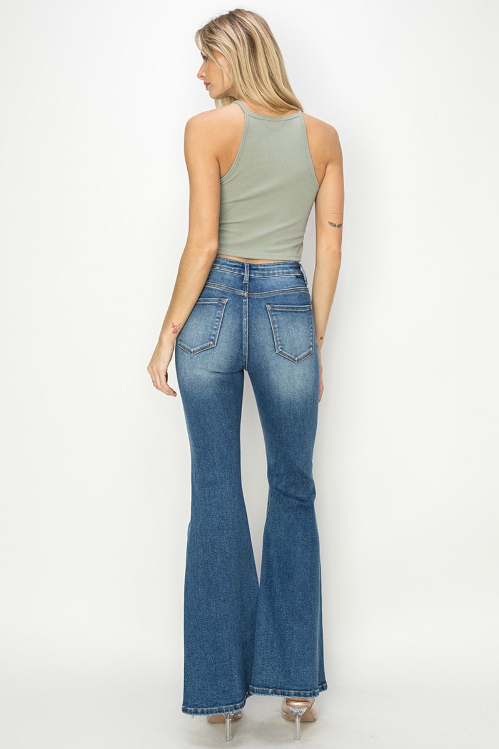 RISEN Full Size High Rise Front Seam Detailed Flare Jeans - AnAs Market