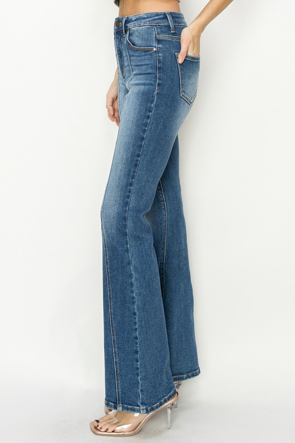 RISEN Full Size High Rise Front Seam Detailed Flare Jeans - AnAs Market