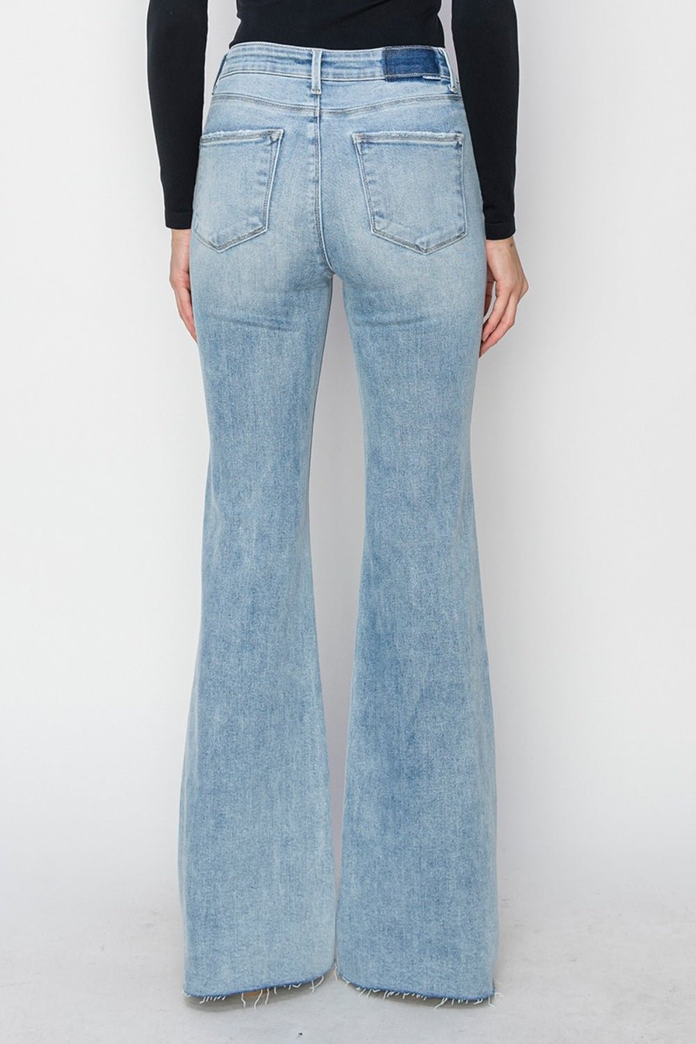 RISEN Full Size High Rise Raw Cut Hem Bootcut Jeans - S. M. & Co.