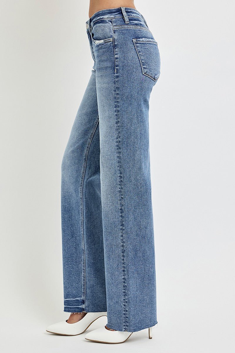 RISEN Full Size High Rise Straight Leg Jeans with Pockets - S. M. & Co.