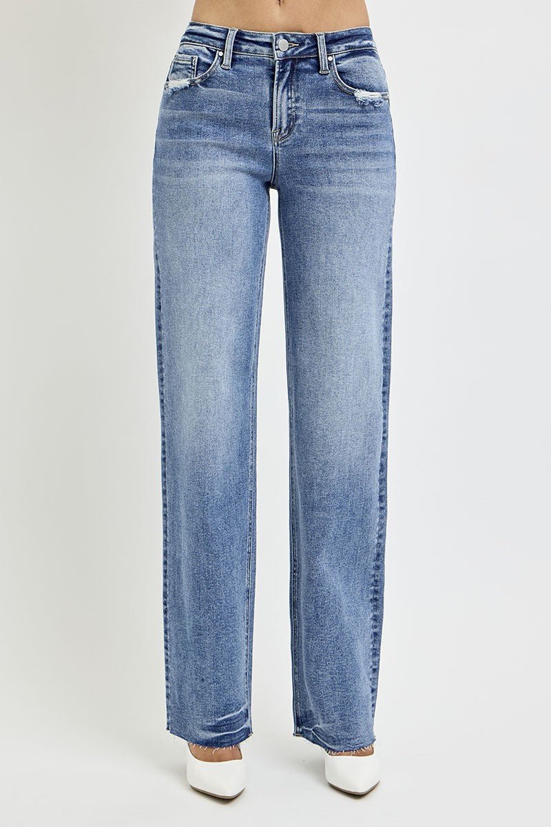 RISEN Full Size High Rise Straight Leg Jeans with Pockets - S. M. & Co.