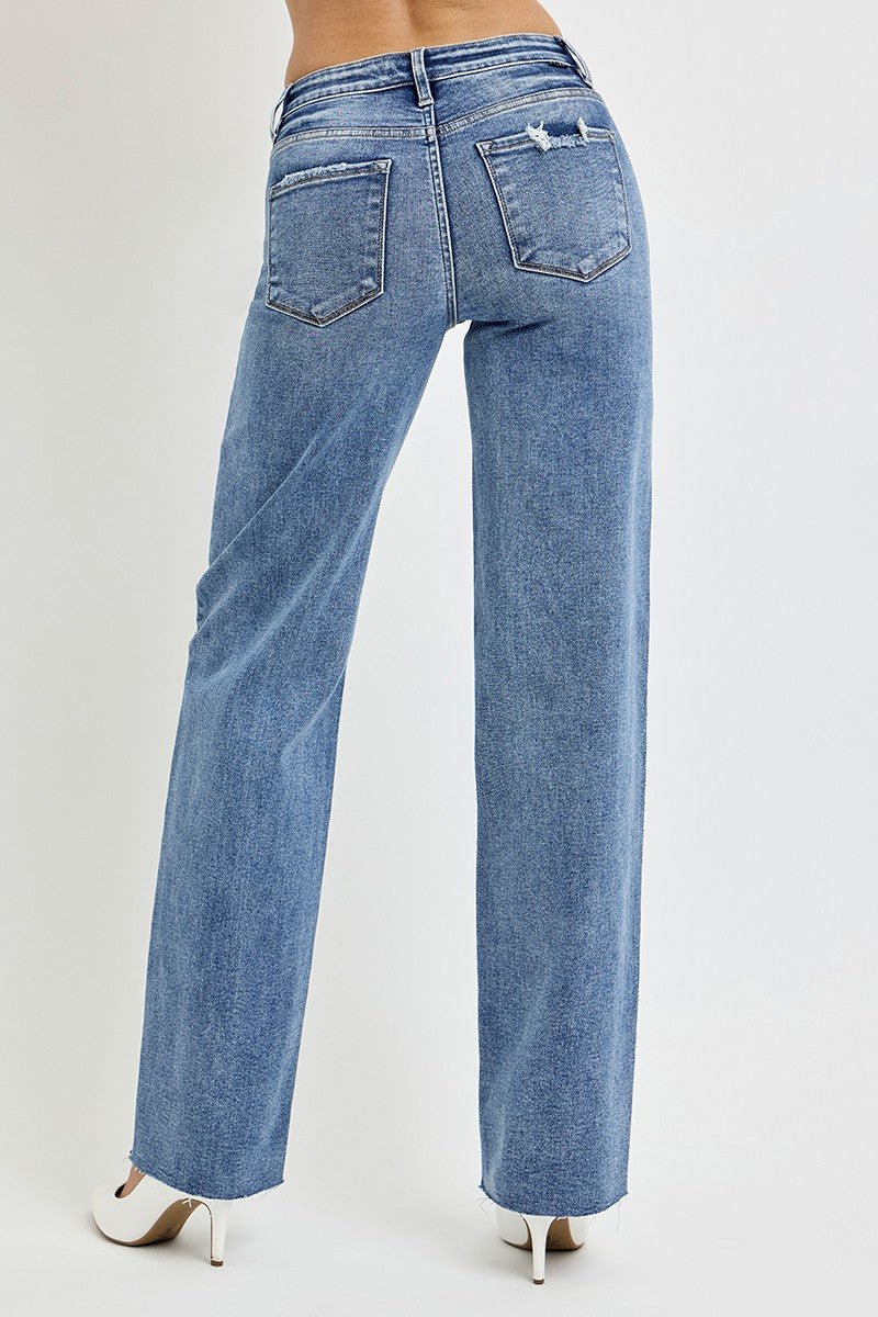 RISEN Full Size High Rise Straight Leg Jeans with Pockets - S. M. & Co.