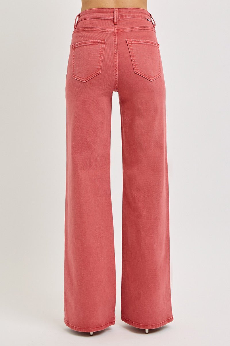 RISEN Full Size High Rise Tummy Control Wide Leg Jeans - S. M. & Co.