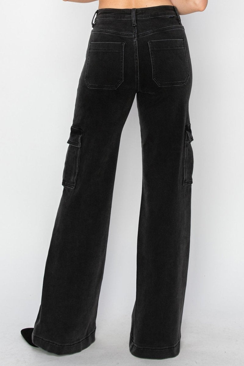 Risen Full Size High Rise Wide Leg Cargo Jeans - S. M. & Co.