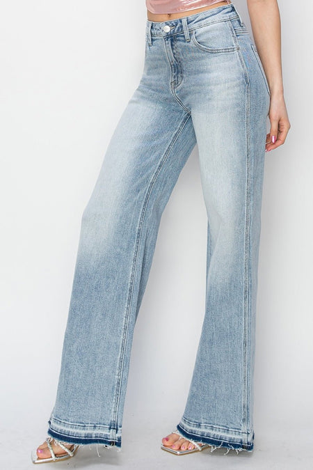 Risen Full Size High Rise Wide Leg Jeans - S. M. & Co.