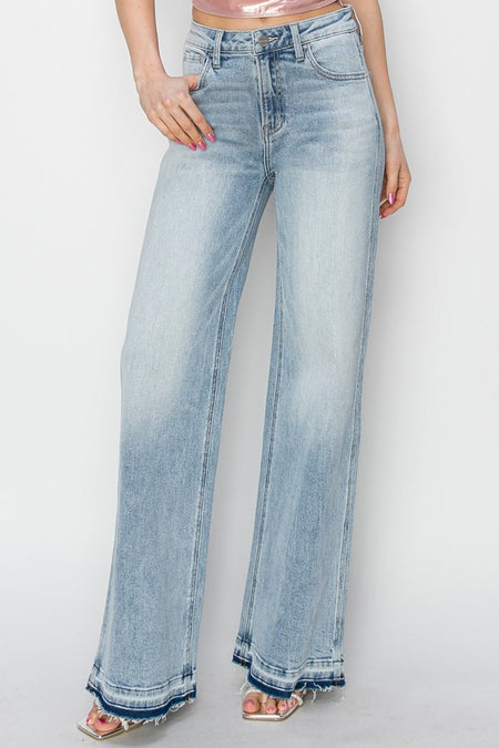 Risen Full Size High Rise Wide Leg Jeans - S. M. & Co.