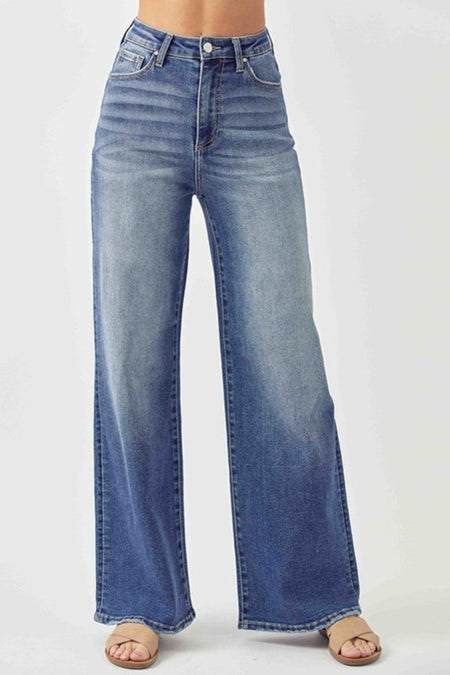 Risen Full Size High Rise Wide Leg Jeans - S. M. & Co.