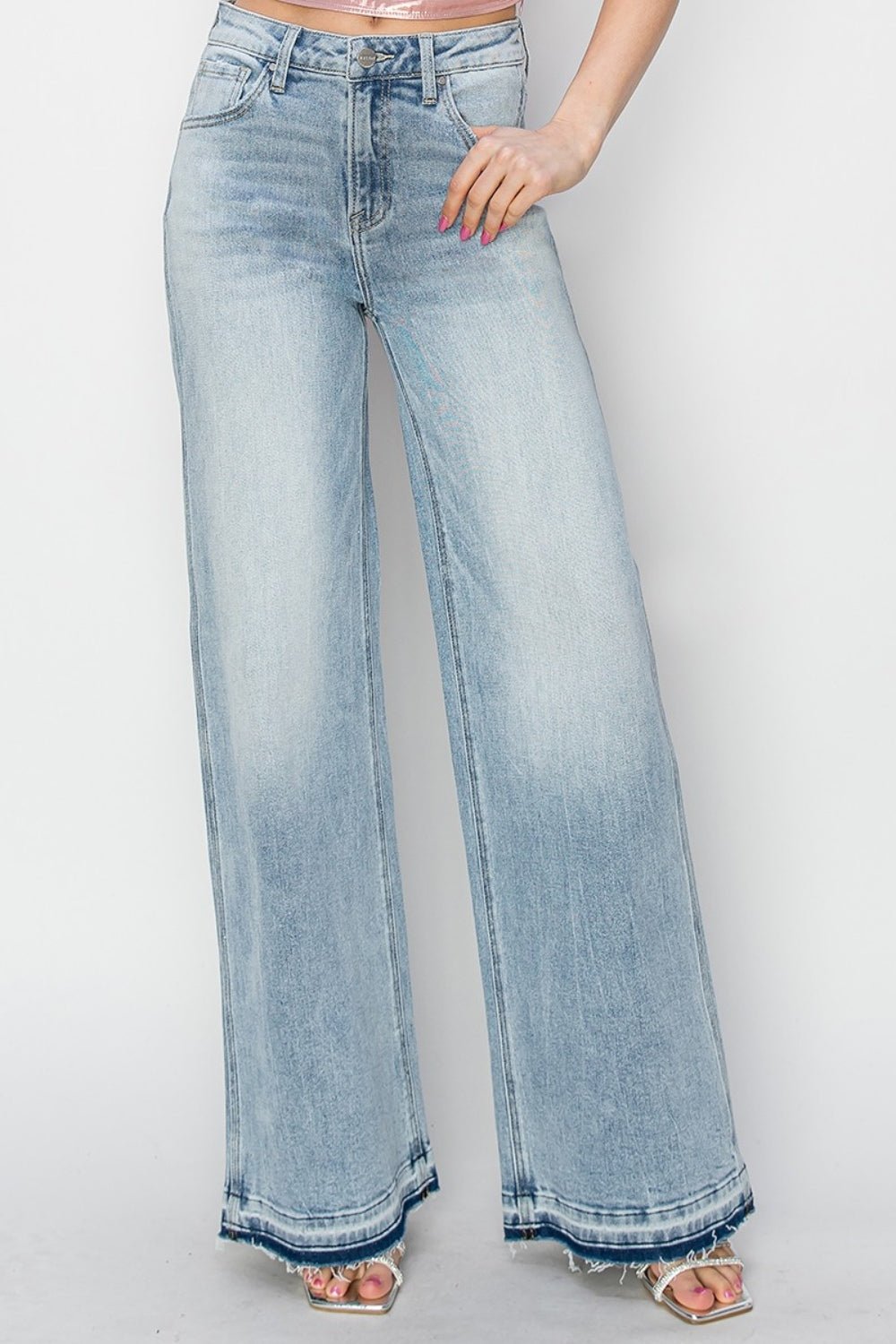 Risen Full Size High Rise Wide Leg Jeans - S. M. & Co.