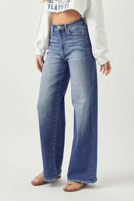 Risen Full Size High Rise Wide Leg Jeans - S. M. & Co.