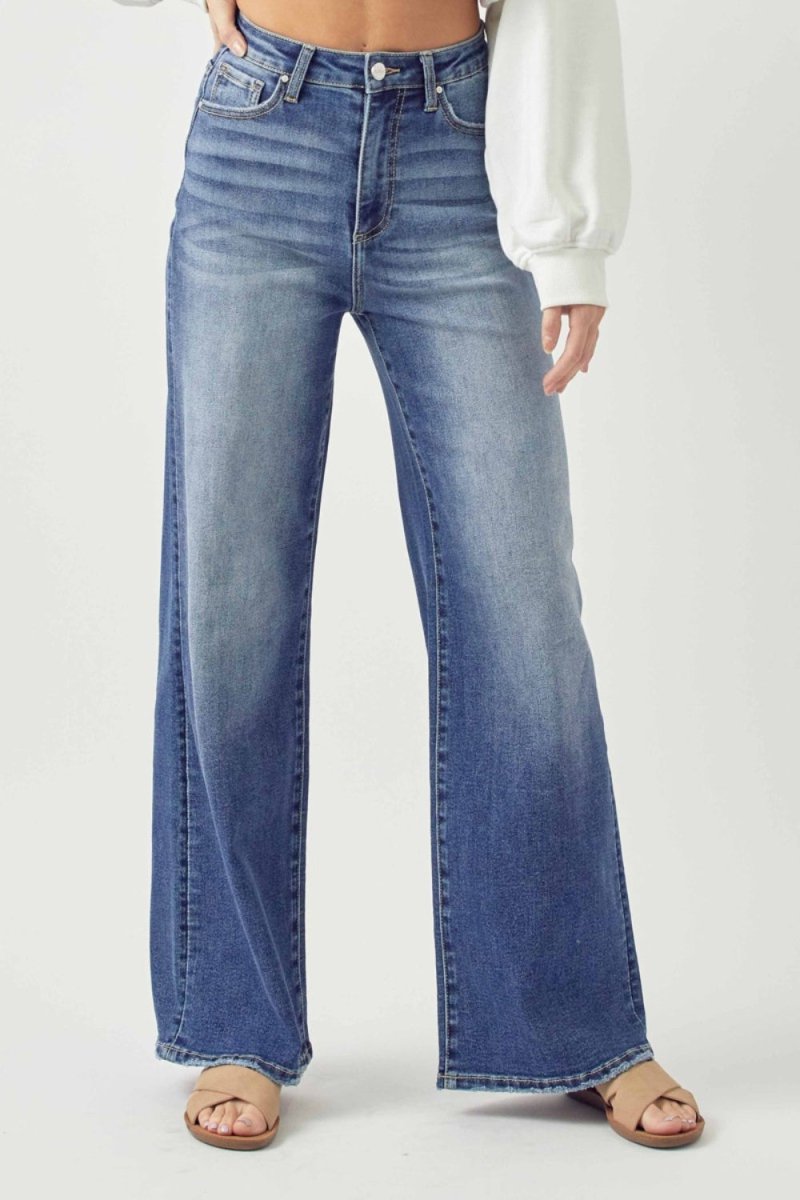 Risen Full Size High Rise Wide Leg Jeans - S. M. & Co.