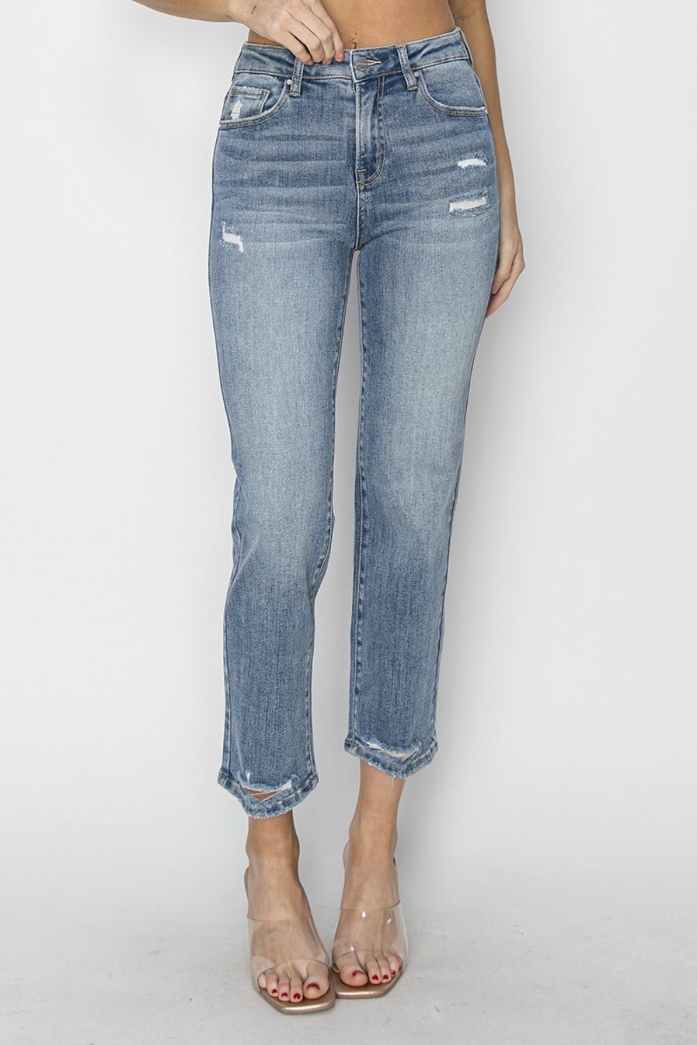 RISEN Full Size High Waist Distressed Cropped Jeans - AnAs Market