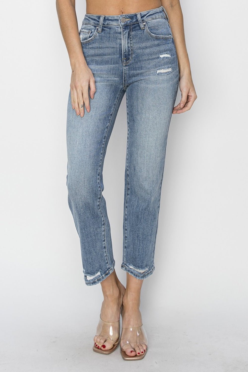 RISEN Full Size High Waist Distressed Cropped Jeans - AnAs Market