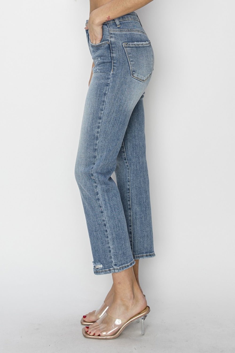 RISEN Full Size High Waist Distressed Cropped Jeans - AnAs Market