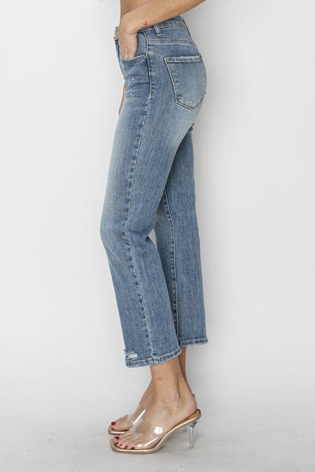 RISEN Full Size High Waist Distressed Cropped Jeans - AnAs Market