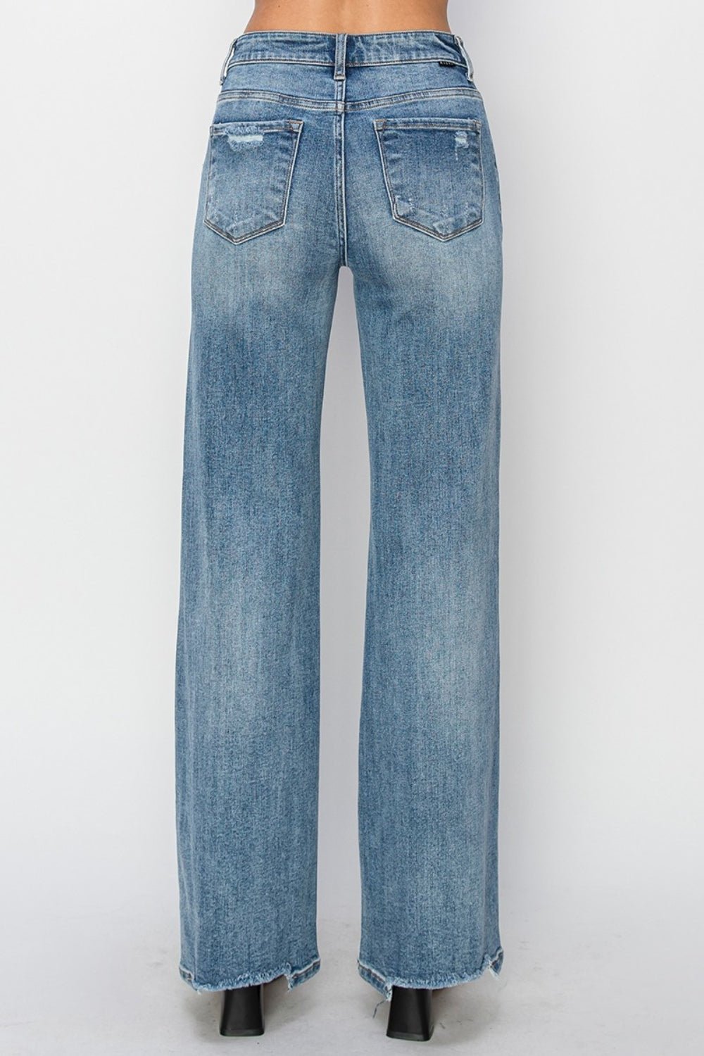 RISEN Full Size High Waist Distressed Wide Leg Jeans - S. M. & Co.