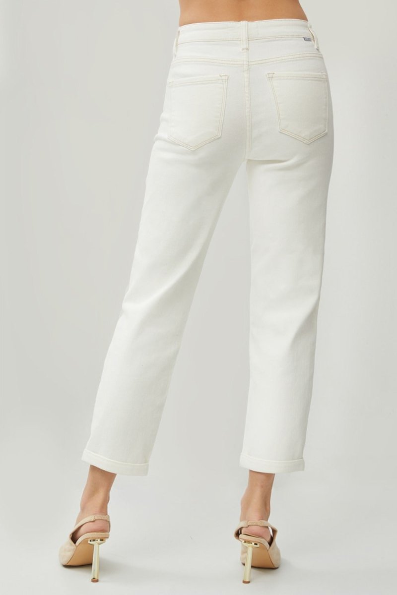 RISEN Full Size High Waist Rolled Hem Straight Jeans - S. M. & Co.