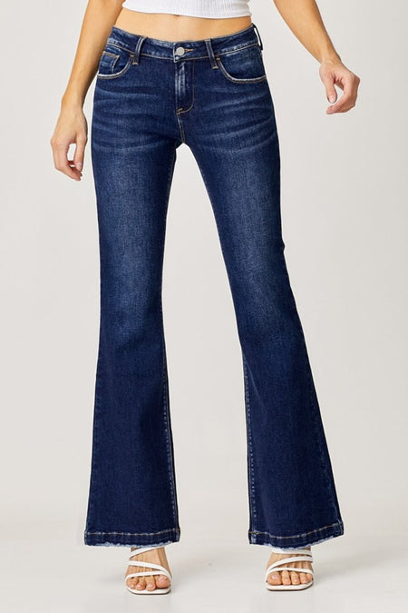 RISEN Full Size Low Rise Flare Jeans - S. M. & Co.