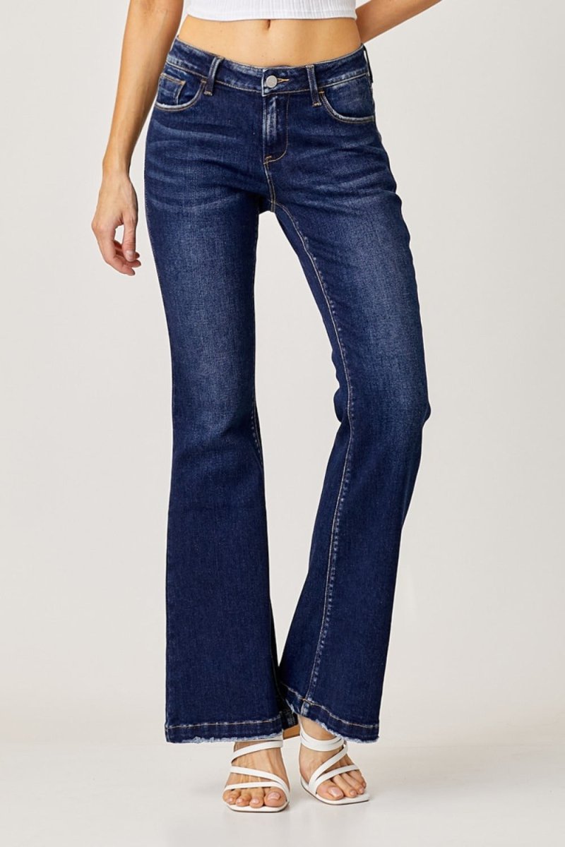 RISEN Full Size Low Rise Flare Jeans - S. M. & Co.