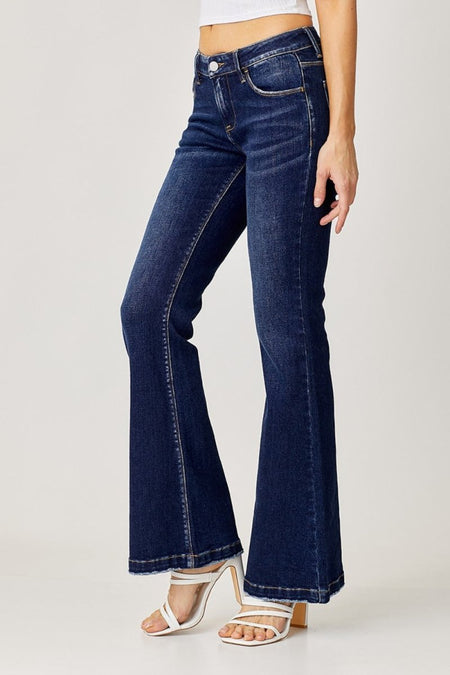 RISEN Full Size Low Rise Flare Jeans - S. M. & Co.