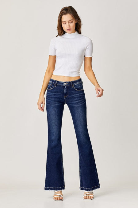 RISEN Full Size Low Rise Flare Jeans - S. M. & Co.