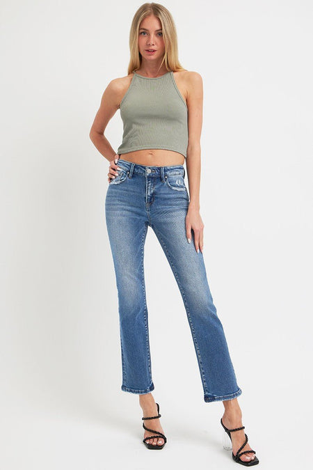 RISEN Full Size Mid Rise Ankle Straight Jeans with Pockets - S. M. & Co.