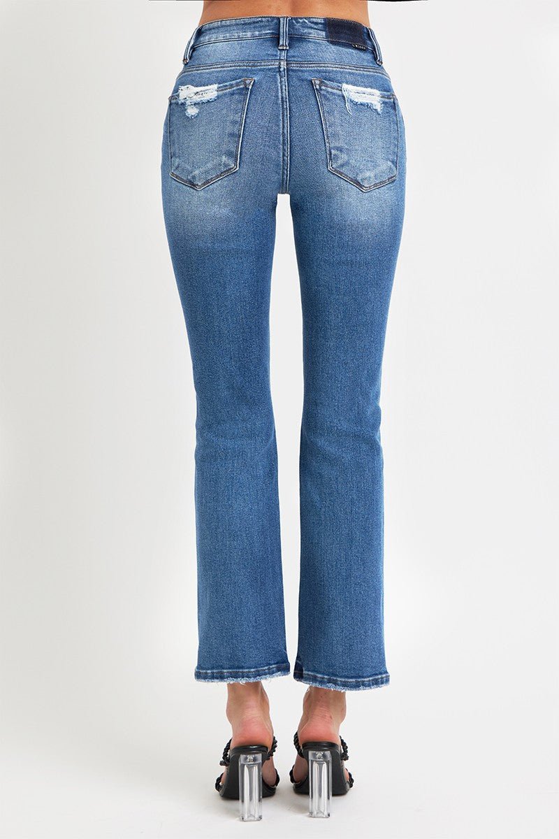 RISEN Full Size Mid Rise Ankle Straight Jeans with Pockets - S. M. & Co.