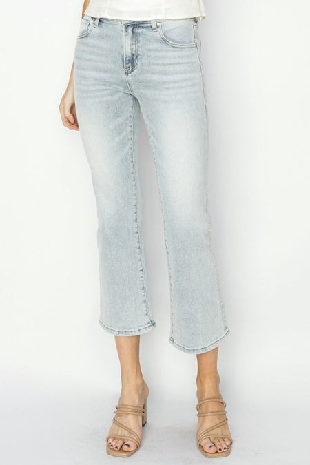 RISEN Full Size Mid Rise Cropped Flare Jeans - S. M. & Co.