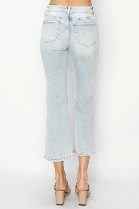 RISEN Full Size Mid Rise Cropped Flare Jeans - S. M. & Co.