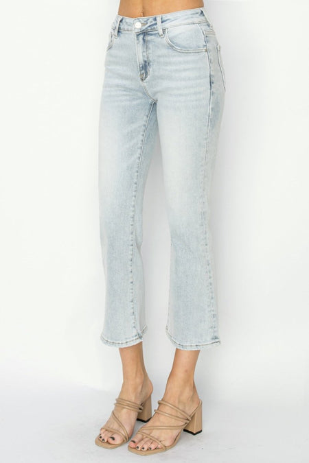 RISEN Full Size Mid Rise Cropped Flare Jeans - S. M. & Co.