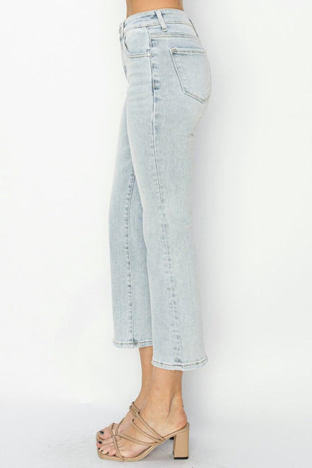 RISEN Full Size Mid Rise Cropped Flare Jeans - S. M. & Co.