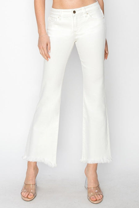 RISEN Full Size Tummy Control Crop Flare Step Hem Pants - S. M. & Co.