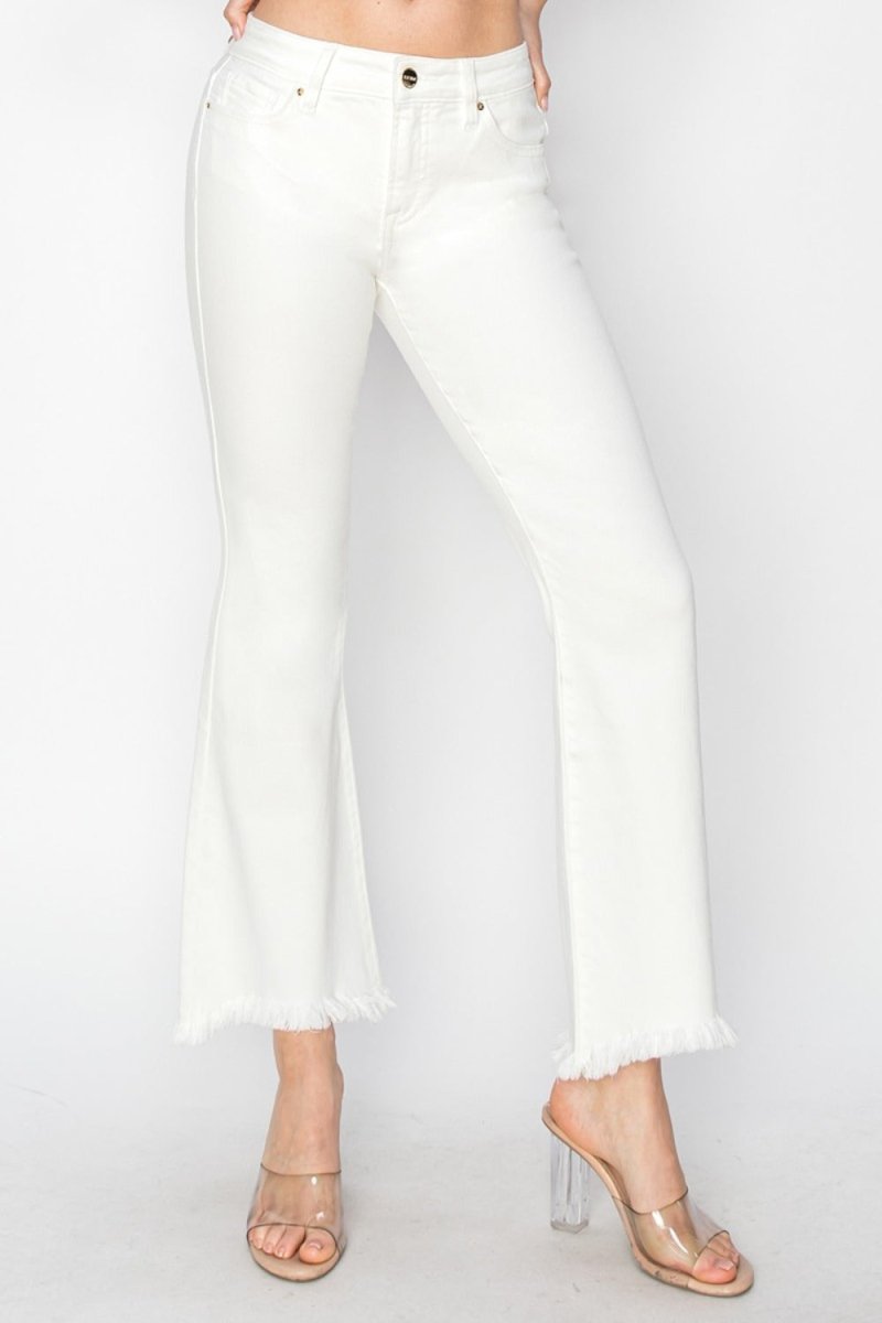 RISEN Full Size Tummy Control Crop Flare Step Hem Pants - S. M. & Co.