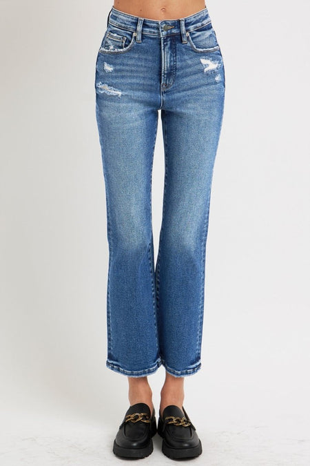 RISEN Full Size Tummy Control High Rise Crop Bootcut Jeans - S. M. & Co.