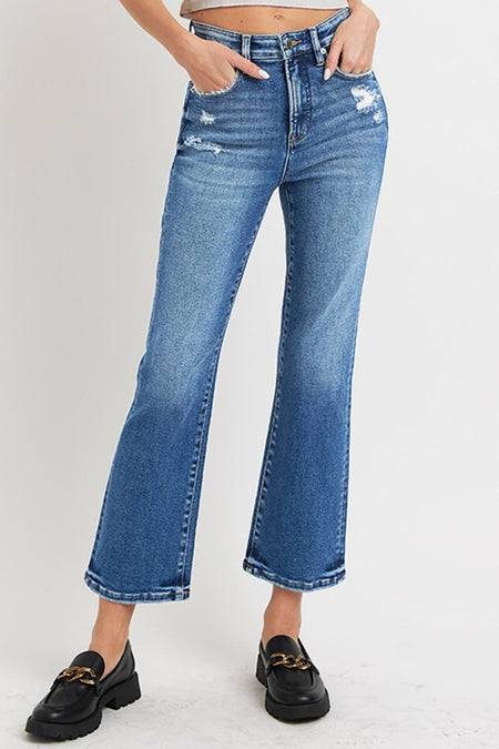 RISEN Full Size Tummy Control High Rise Crop Bootcut Jeans - S. M. & Co.