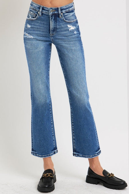 RISEN Full Size Tummy Control High Rise Crop Bootcut Jeans - S. M. & Co.