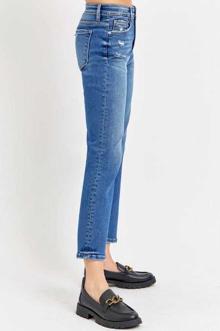 RISEN Full Size Tummy Control High Rise Crop Bootcut Jeans - S. M. & Co.