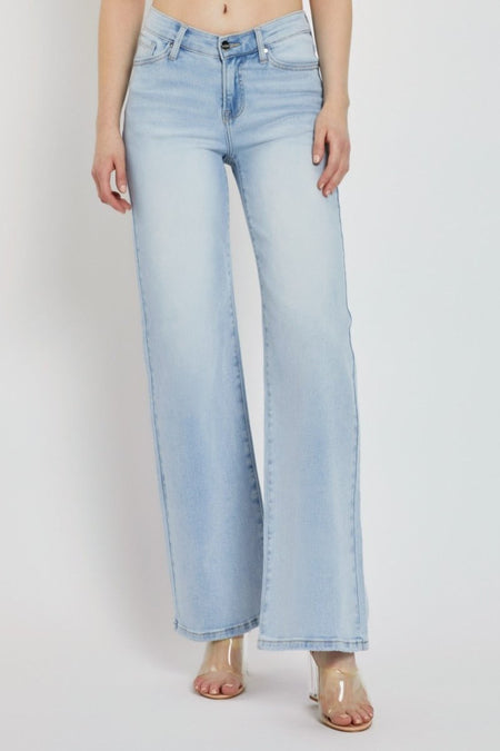 RISEN Full Size Wide Leg V Dipped Front Waist Jeans - S. M. & Co.