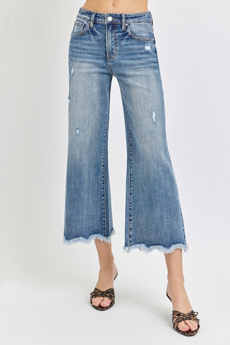 Risen High Rise Cropped Flare Jeans - S. M. & Co.