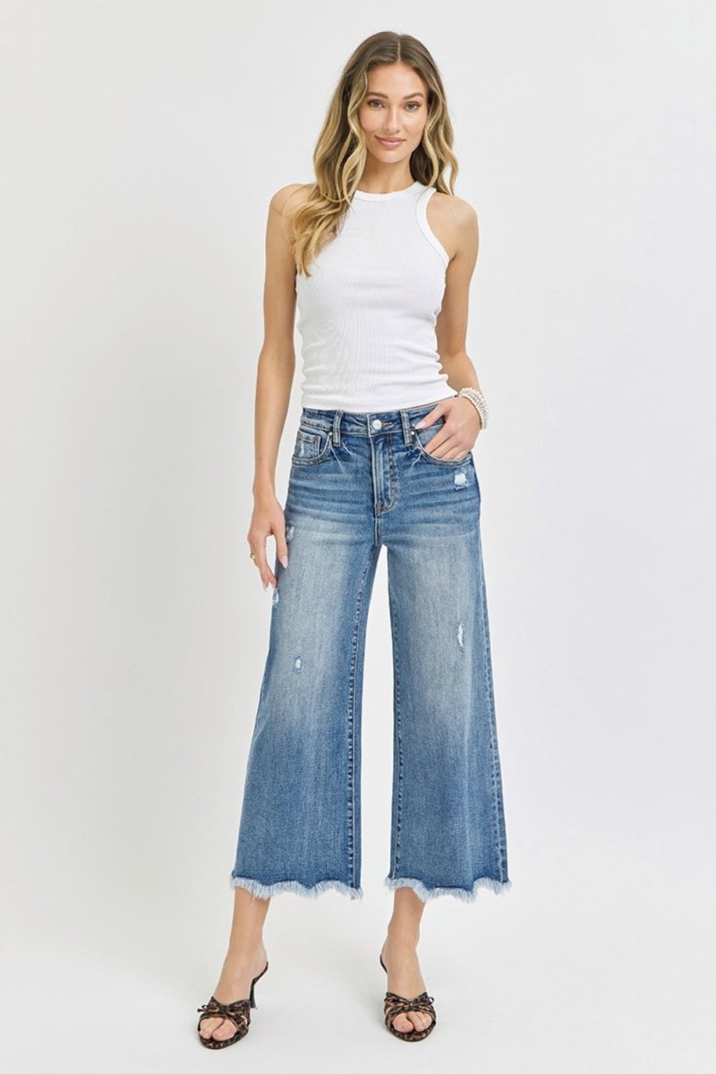 Risen High Rise Cropped Flare Jeans - S. M. & Co.