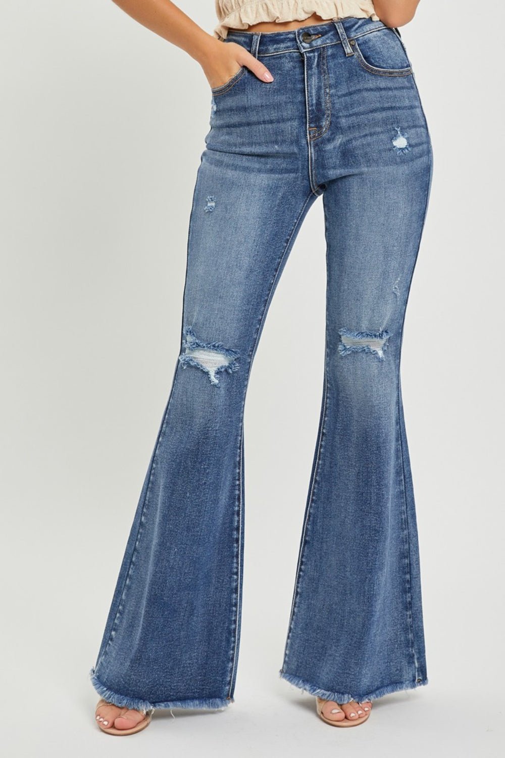 RISEN High Waist Distressed Fare Jeans - S. M. & Co.