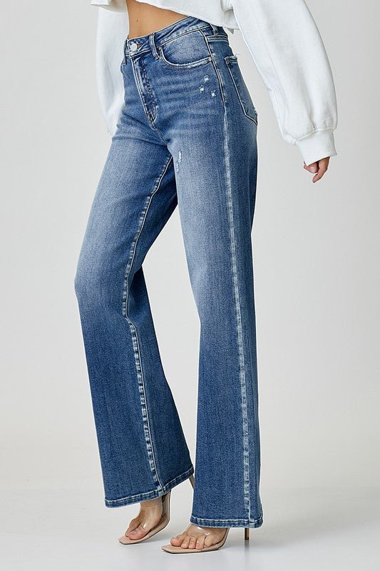 RISEN High Waist Jeans with Pockets - S. M. & Co.