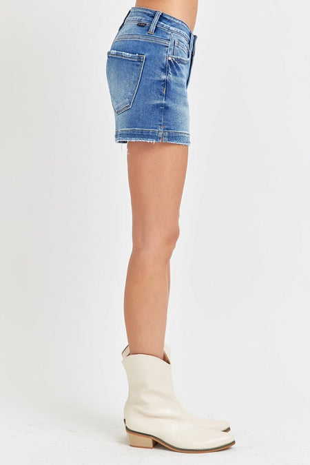 RISEN Low Rise Slit Denim Shorts - S. M. & Co.