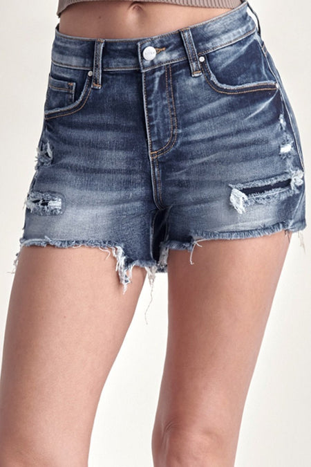 RISEN Mid Rise Raw Hem Denim Shorts - AnAs Market