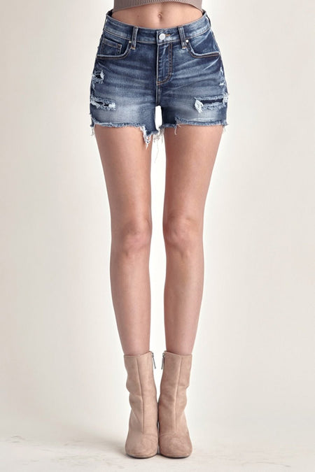 RISEN Mid Rise Raw Hem Denim Shorts - AnAs Market