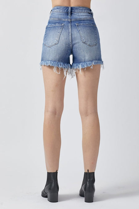 RISEN Raw Hem Asymmetrical Waist Denim Shorts - AnAs Market